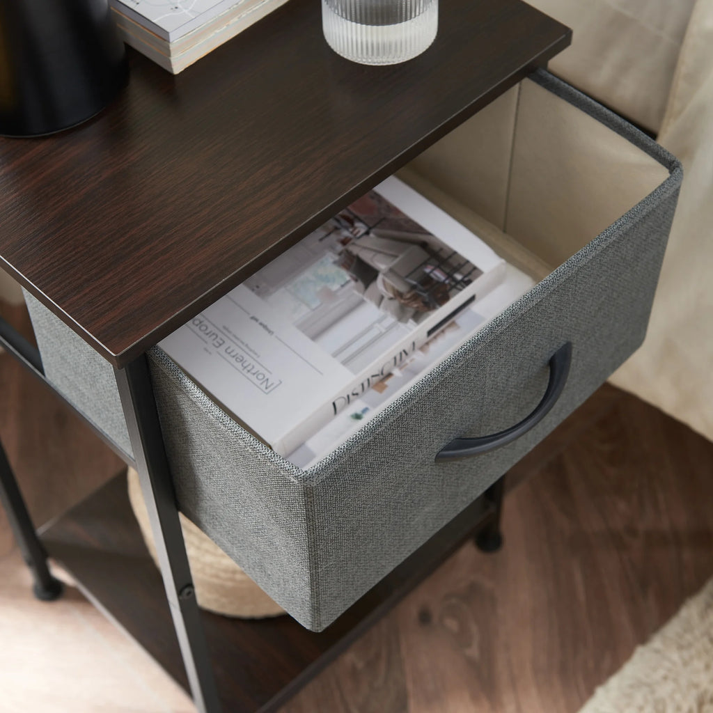 Small Nightstand with Drawer and Storage Shelf I6829