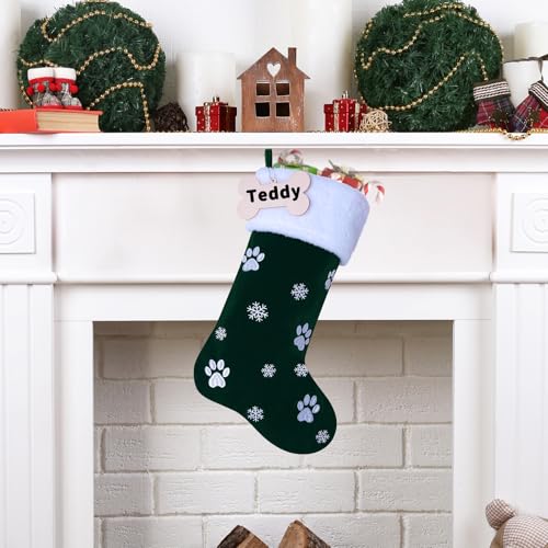 Black Pet Christmas Stockings with Wooden Bone Tag W22939