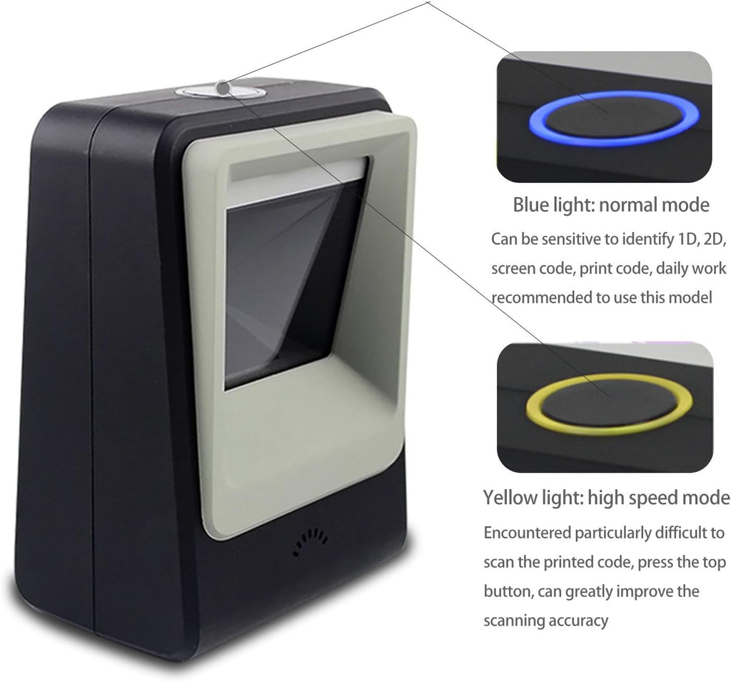 2D QR Barcode Scanner, Omnidirectional Hands-Free USB Automatic Barcode Reader F178
