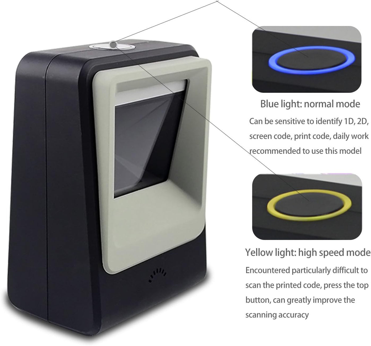 2D QR Barcode Scanner, Omnidirectional Hands-Free USB Automatic Barcode Reader F178