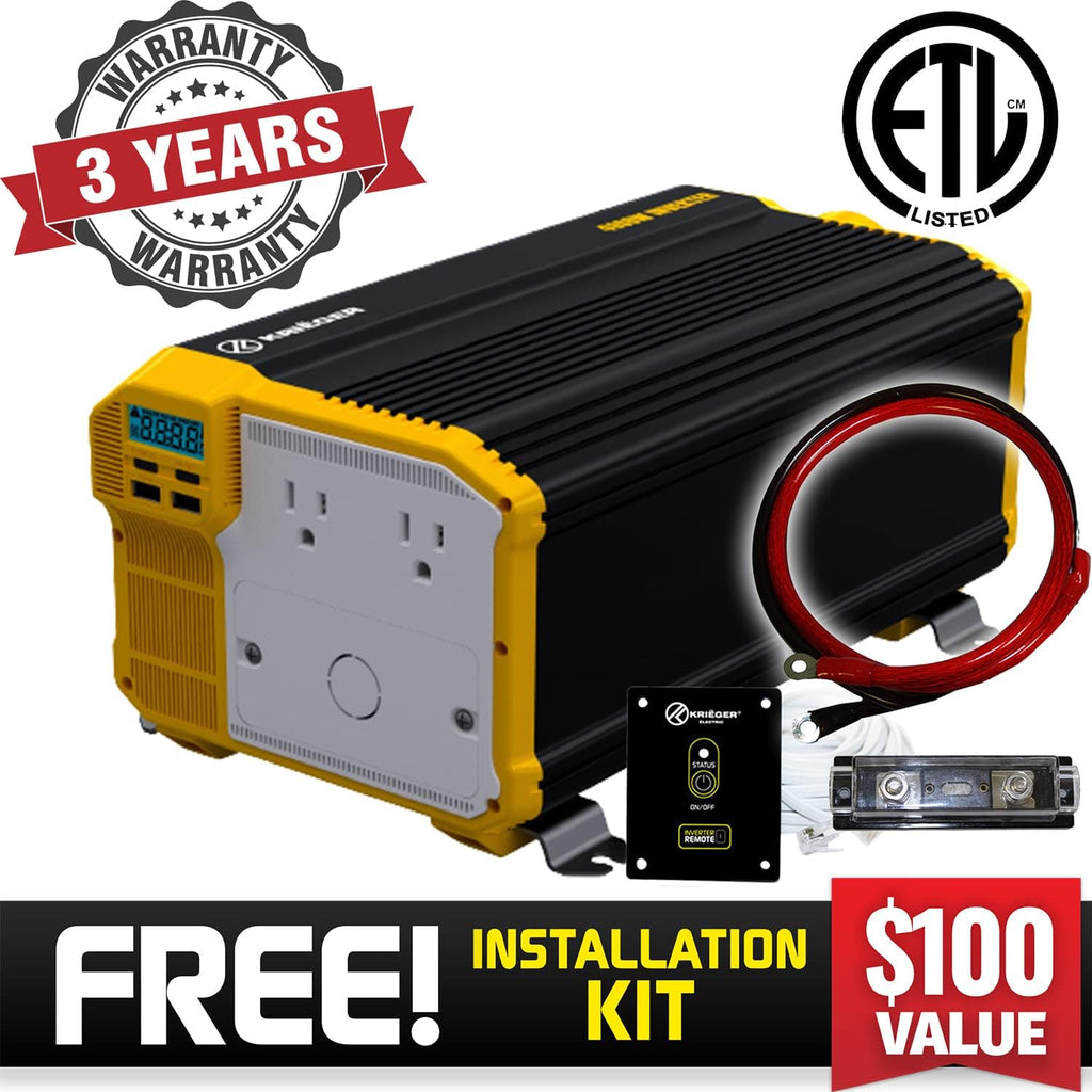 3000 Watts Power Inverter 12V to 110V Modified Sine Wave Dual AC Outlets Hardwire Kit I4082